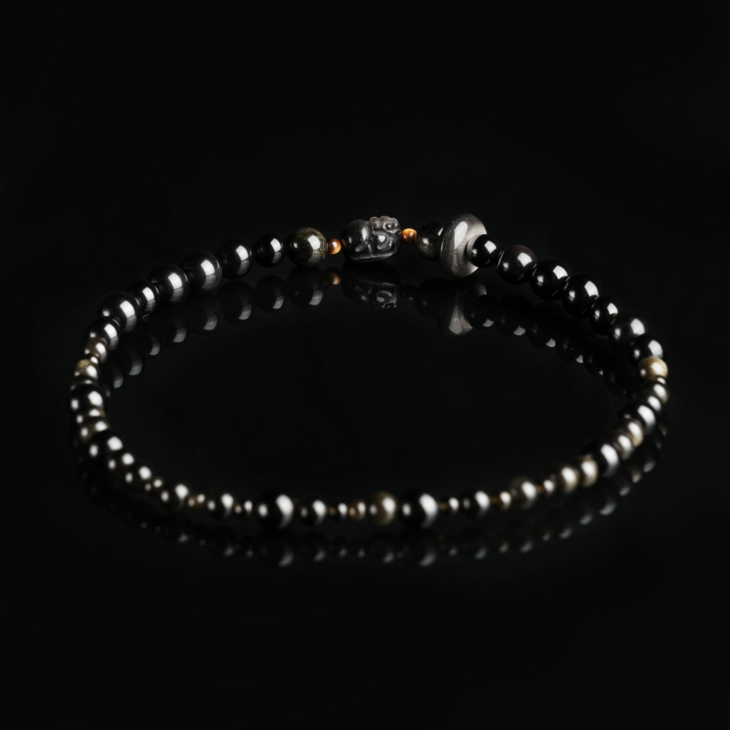 Silver Golden Sheen Obsidian Tiger's Eye Strength Bracelet