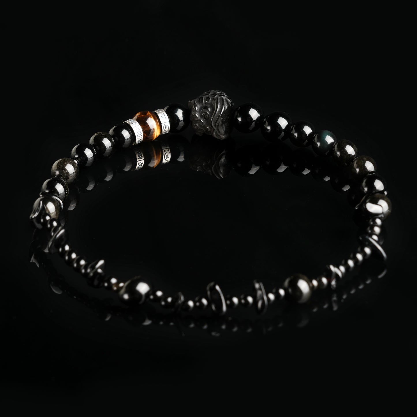 Black Golden Sheen Obsidian Tiger's Eye Strength Bracelet