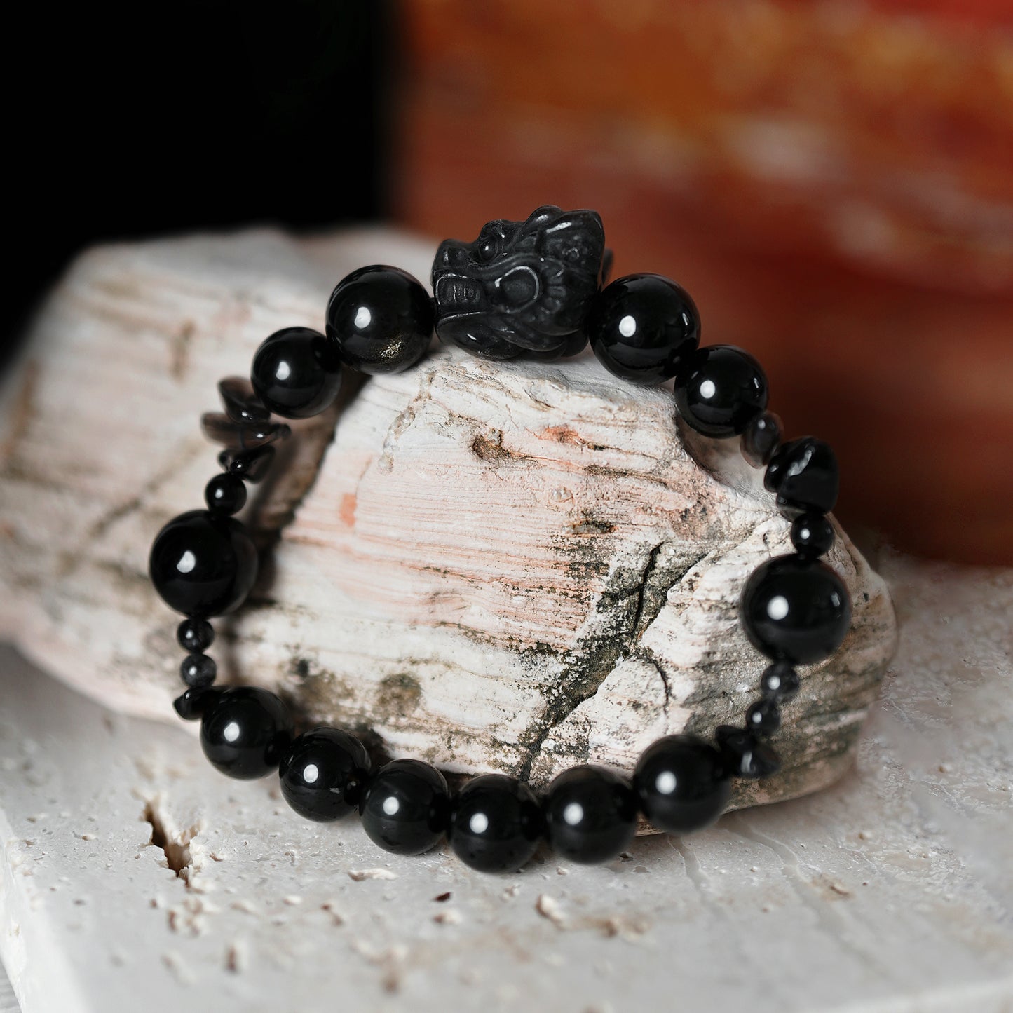 Obsidian Golden Sheen Black Tourmaline Strength Bracelet