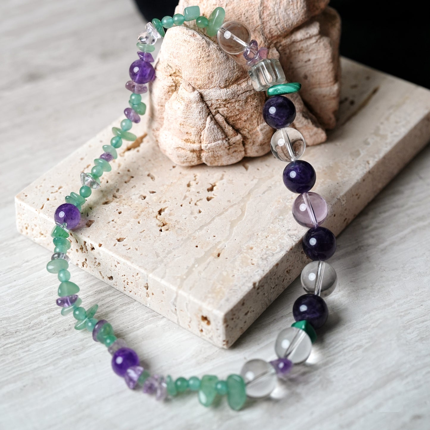 Moon Stone Amethyst Malachite Aventurine Bracelet