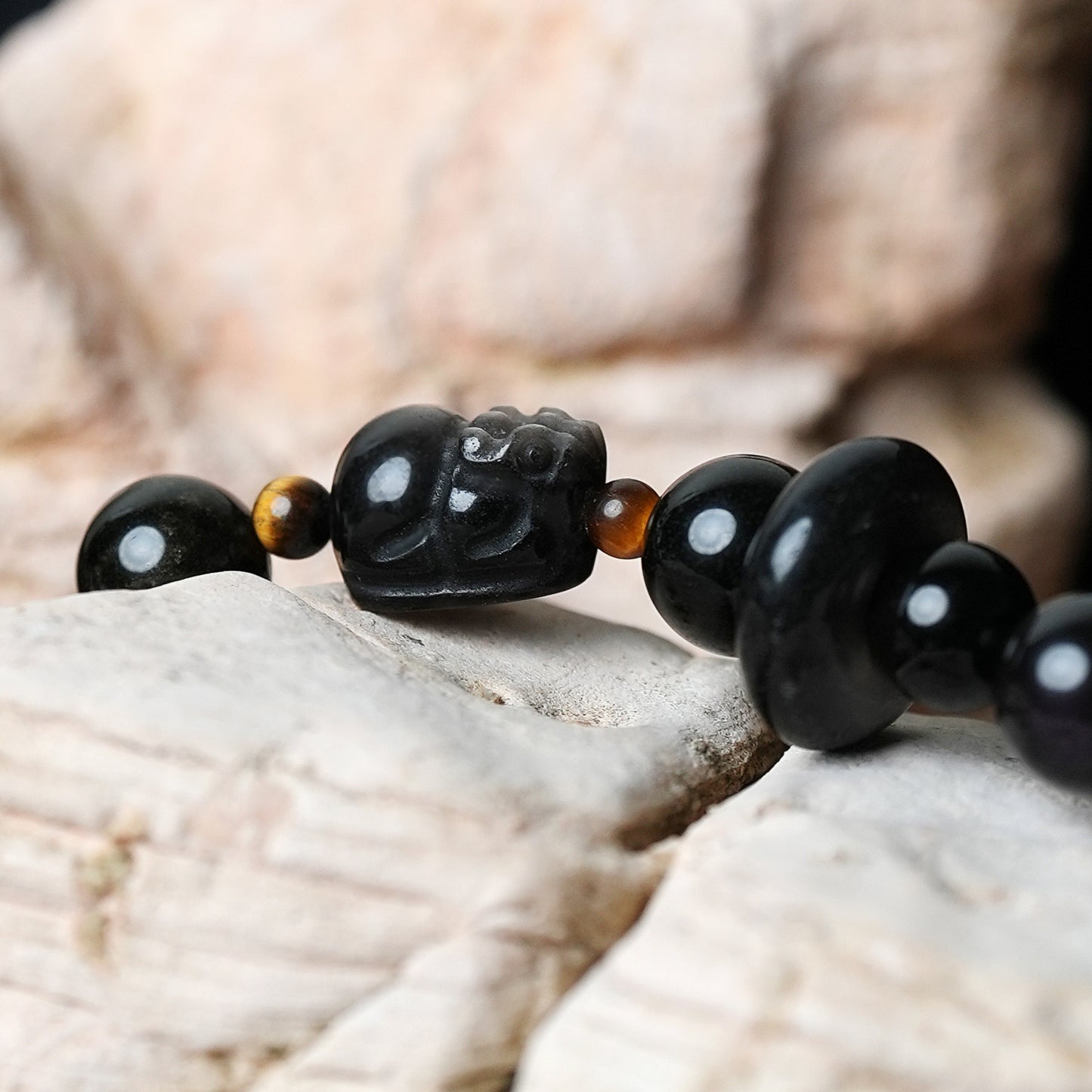 Silver Golden Sheen Obsidian Tiger's Eye Strength Bracelet