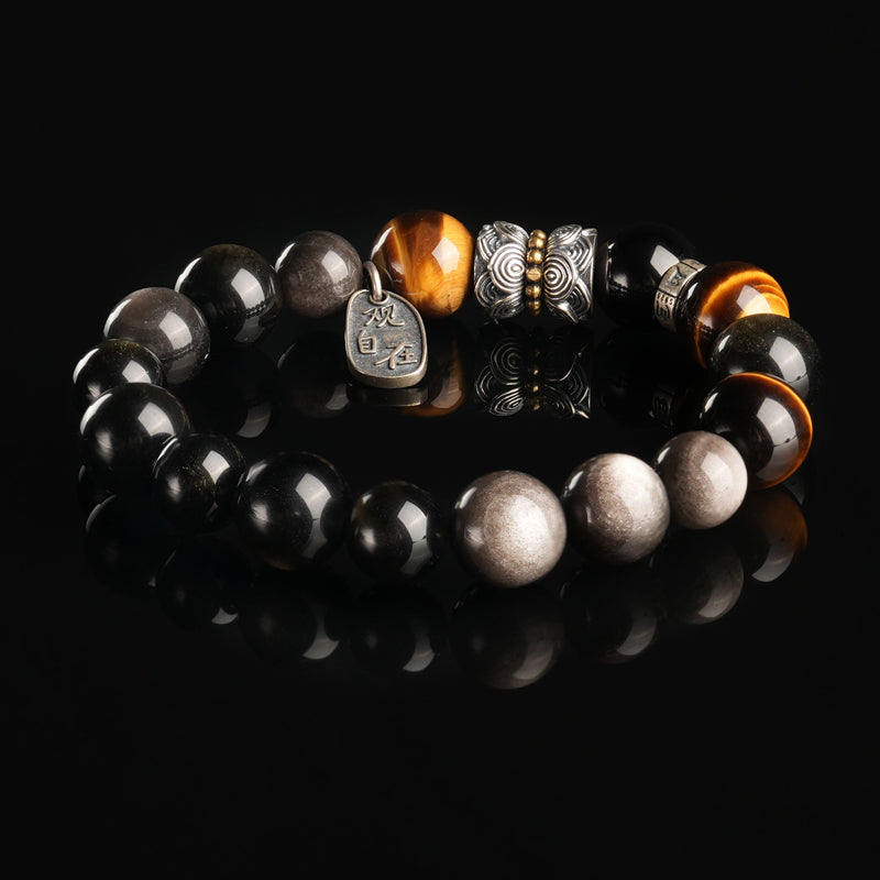 Black Obsidian Tiger's Eye Strength Bracelet