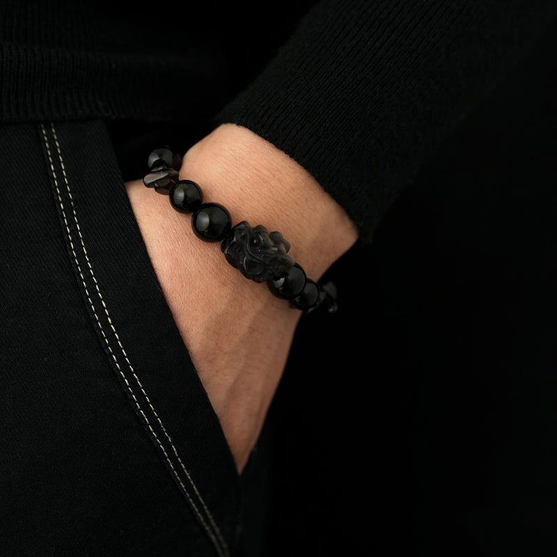 Obsidian Golden Sheen Black Tourmaline Strength Bracelet