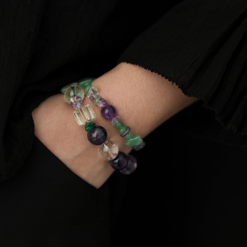 Moon Stone Amethyst Malachite Aventurine Bracelet